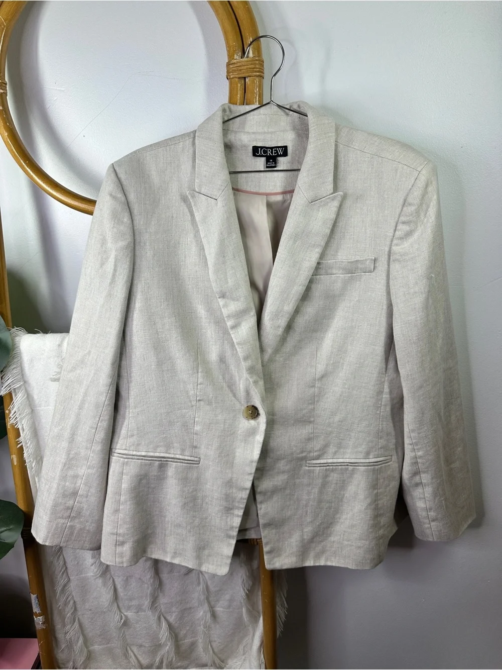 J. Crew Alexandra Cream Linen Blazer sz 18